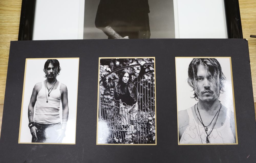 Michael C Smith, silver gelatin print LA Girl seeks DC Guy 1998, 24 x 24cm, a signed Graham Nash photo and a Johnny Depp triptych of